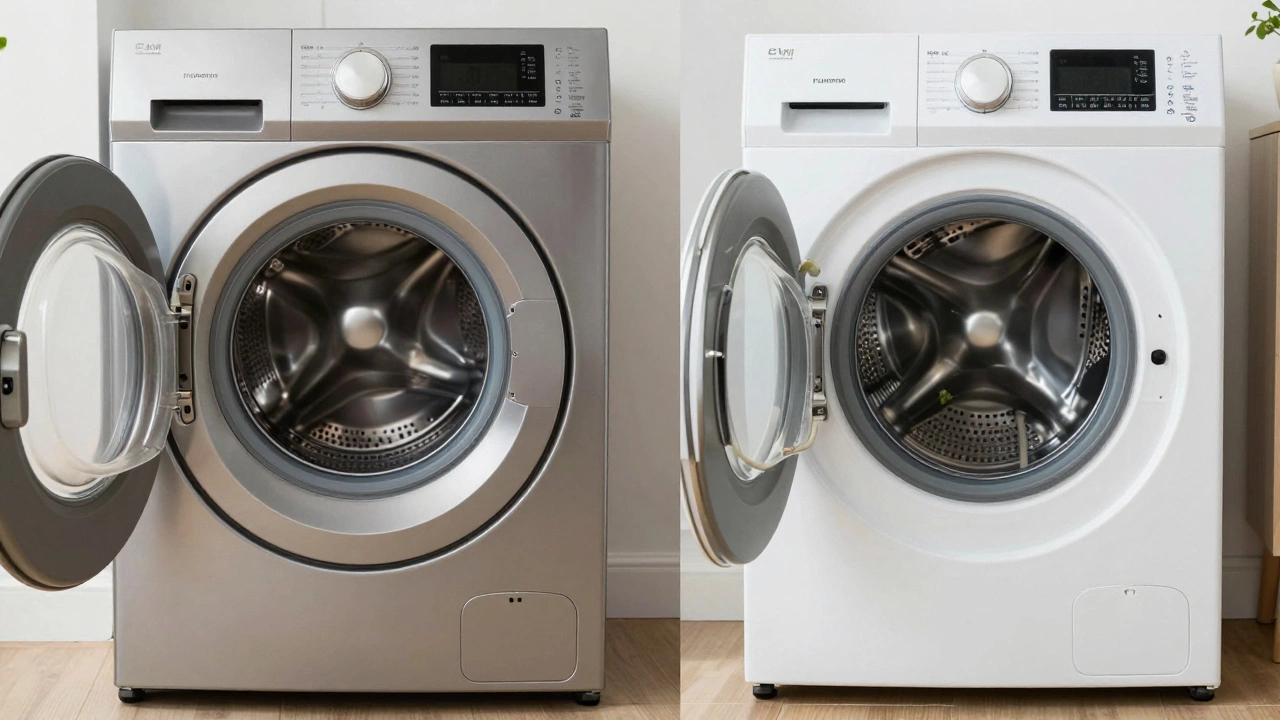 Side-by-side of a well-maintained premium washer versus a neglected budget model.