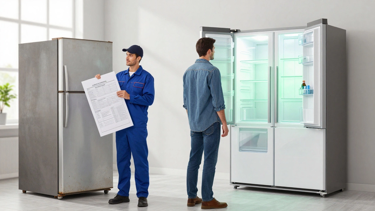 Homeowner choosing between new freezer and repair costs
