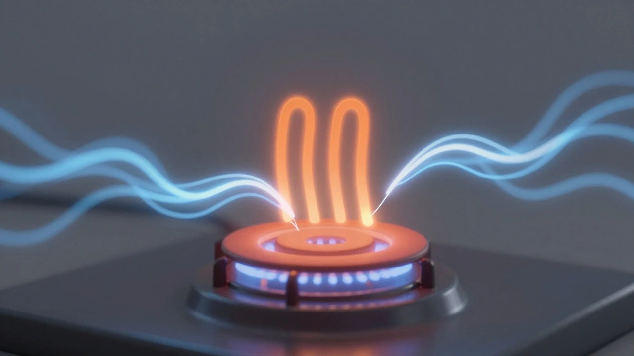 Abstract illustration of electrical flow around a heating element