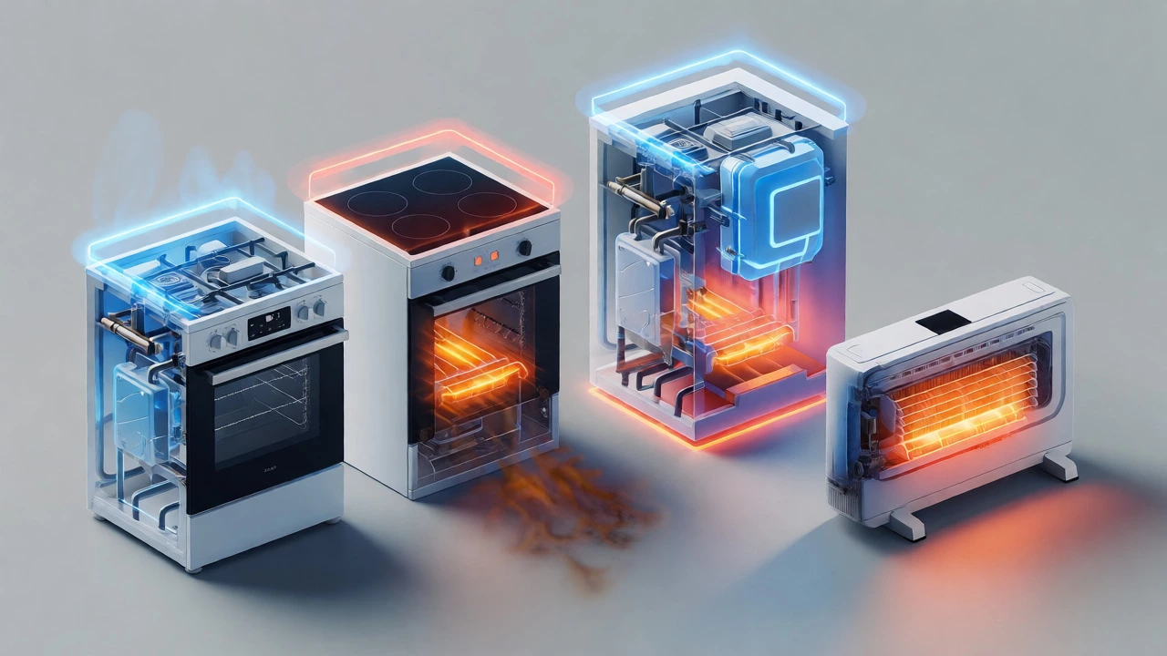 Conceptual cutaway illustration of gas appliances showing internal wear and lifespan status.