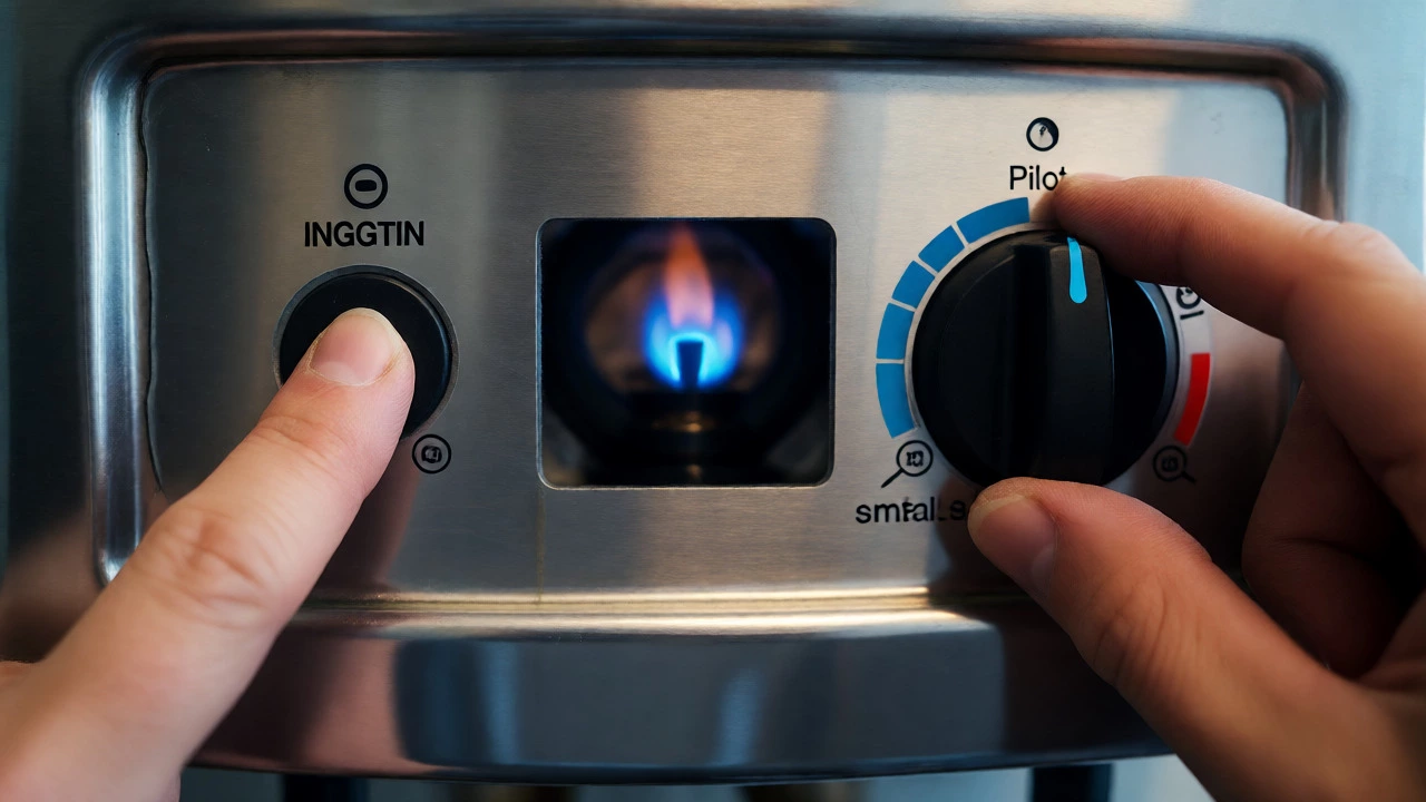 Relighting the pilot flame on a gas hot water system control panel