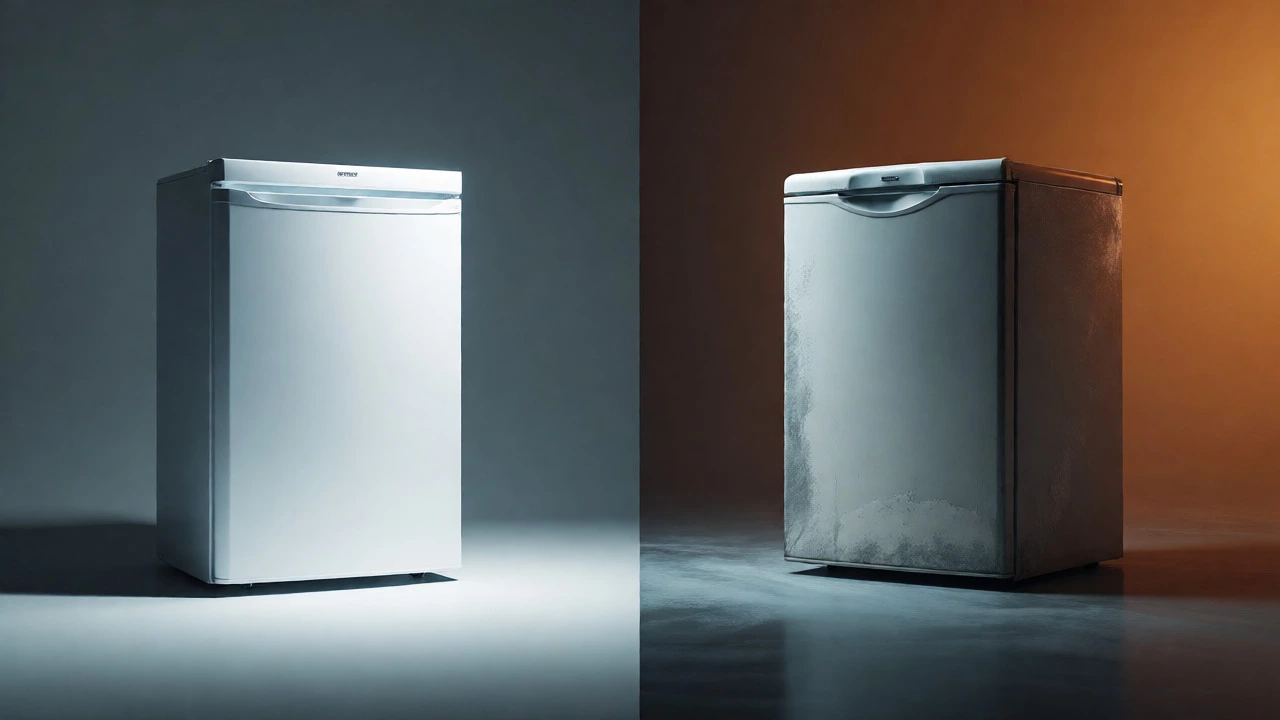 Comparison between a modern efficient freezer and an older model