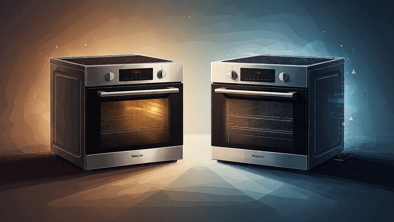 Conceptual comparison showing a sturdy reliable oven versus a fragile smart oven.